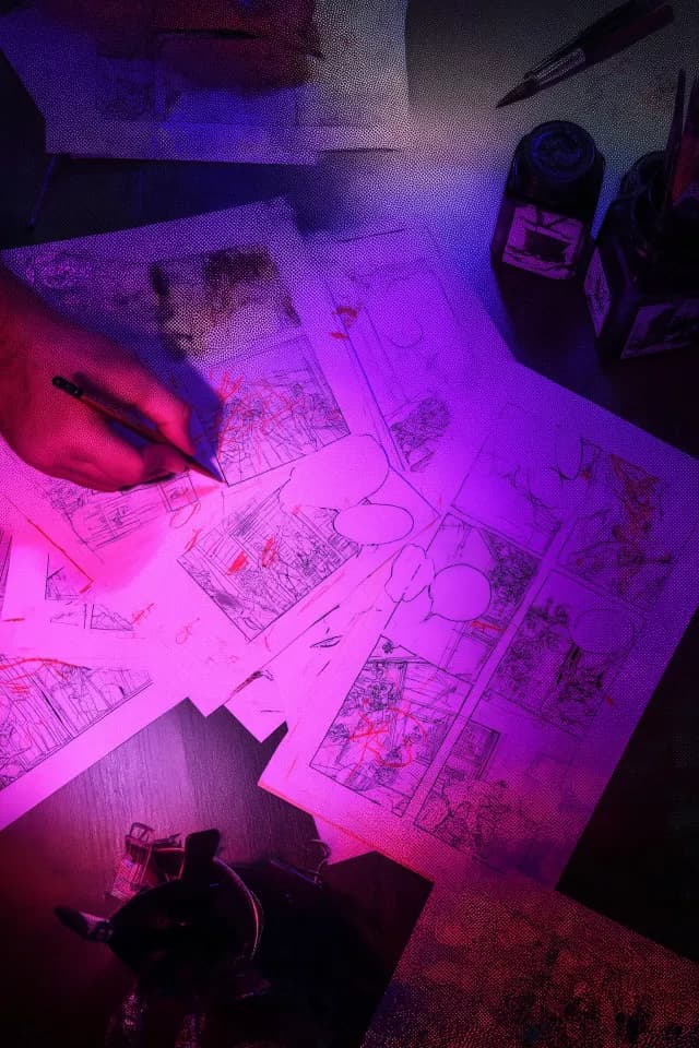 Comic book editor reviewing panel layouts — AI comic book editor toolkit